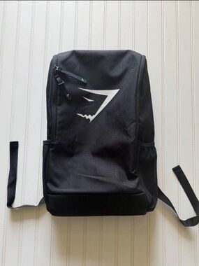 Gymshark Black Backpack with White Logo for Men